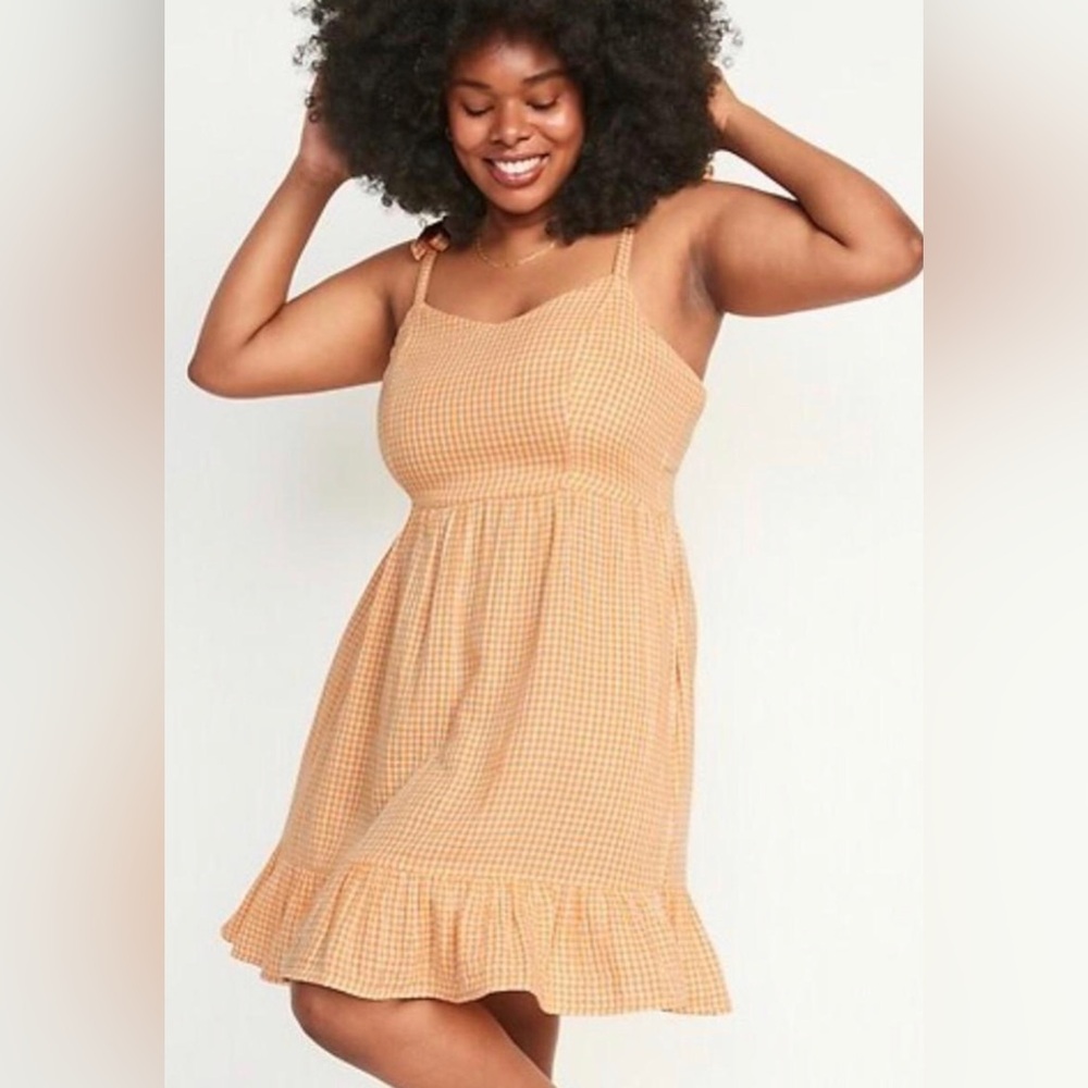 Women's Old Navy Plus-Size Fit And Flare Yellow/White Gingham Summer Dress. 4X
